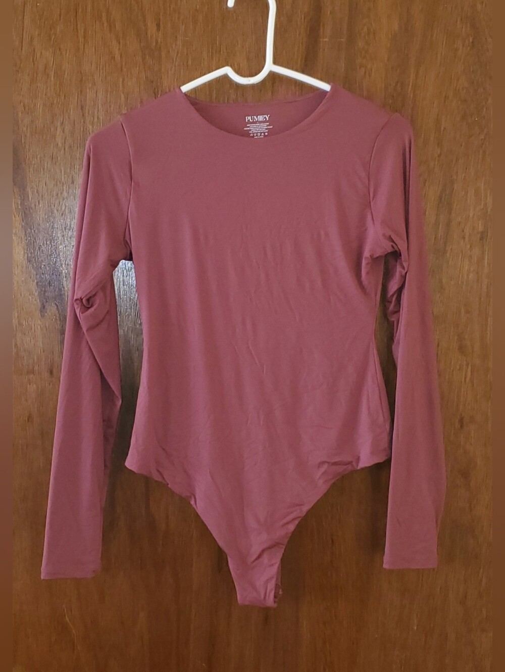Pumiey Long Sleeve Bodysuit in Mauve Sz Large